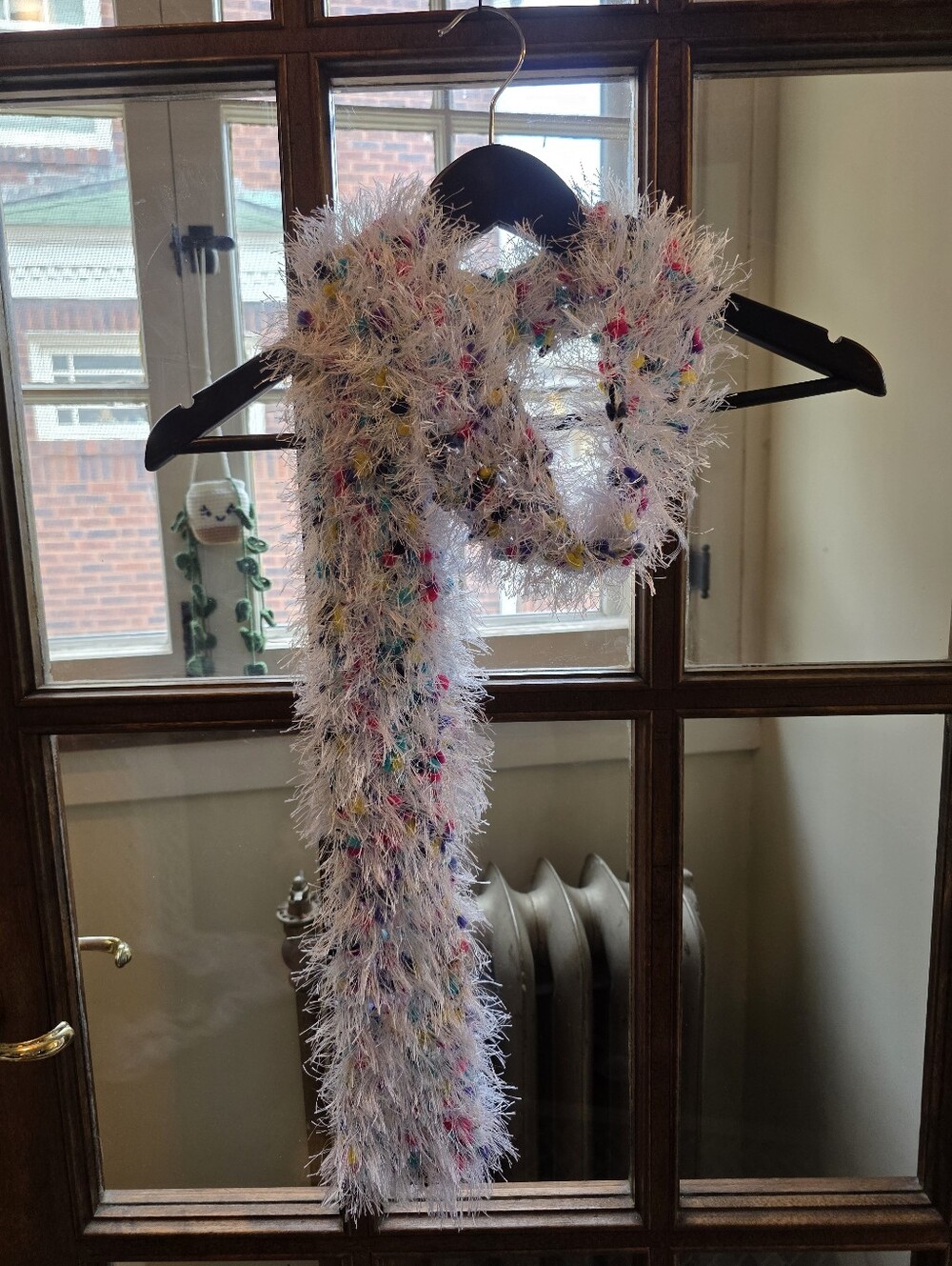 Fuzzy White Multicolor Scarf